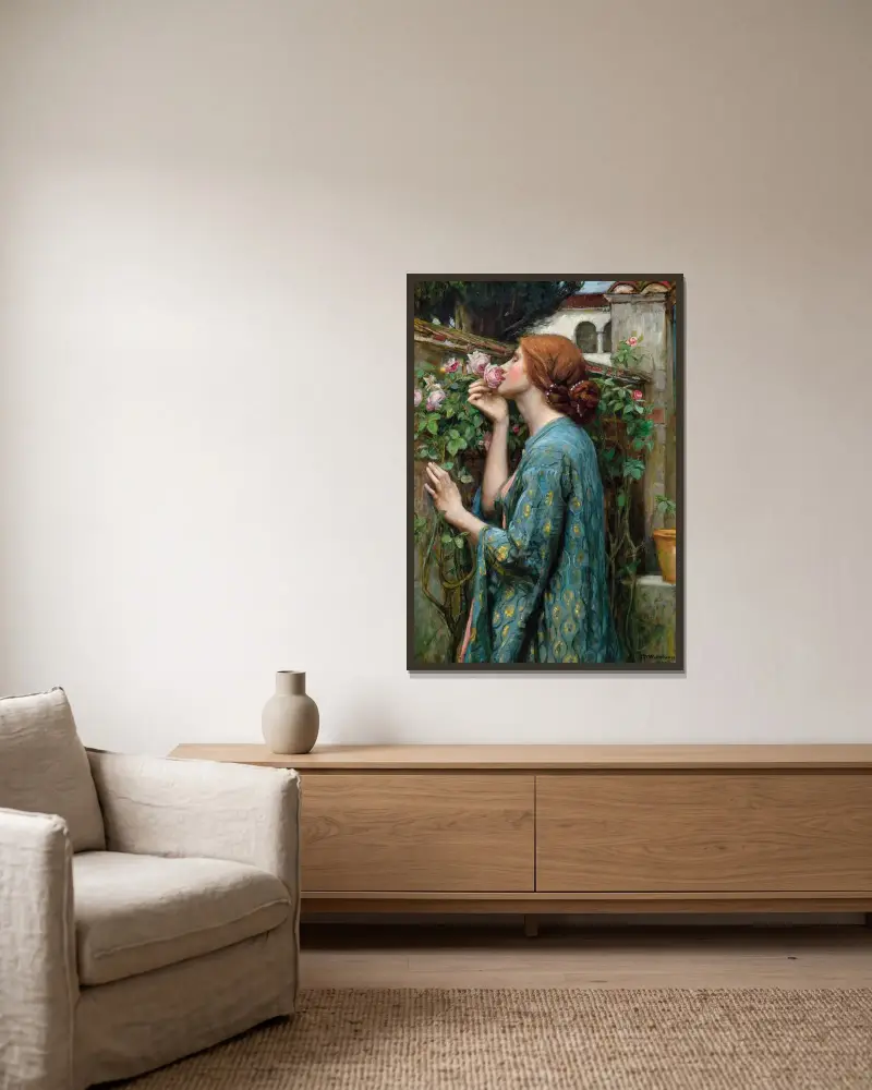 Rosens själ av John William Waterhouse inramad på en vägg
