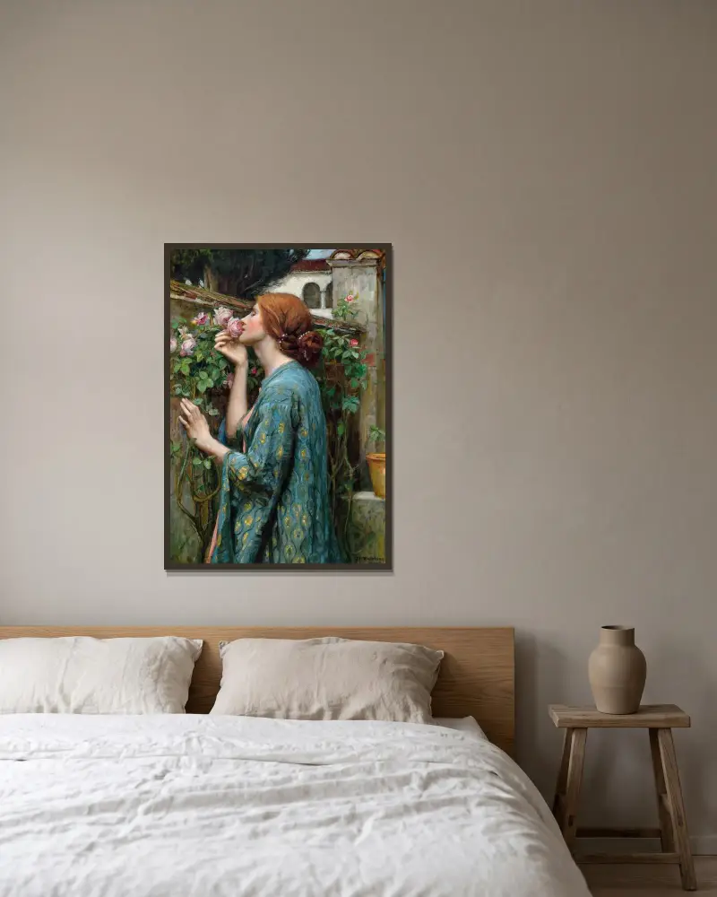 Rosens själ av John William Waterhouse inramad på en vägg