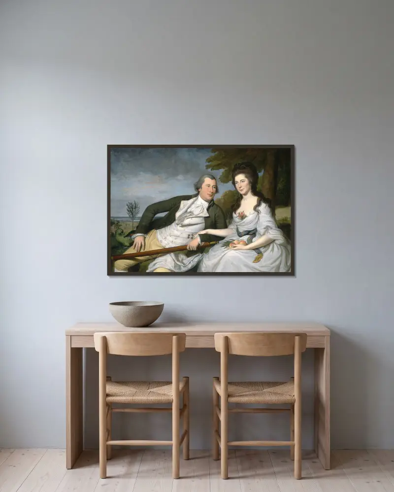Benjamin and Eleanor Ridgely Laming av Charles Willson Peale inramad på en vägg