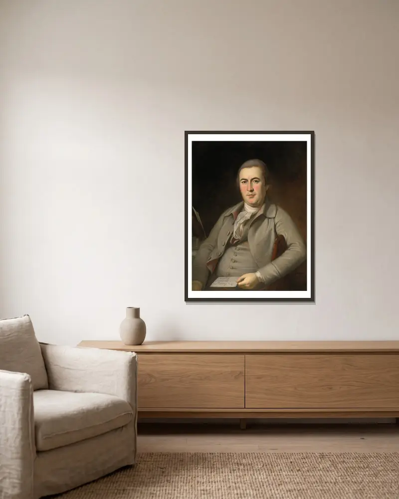 Benjamin Harrison, Sr. av Charles Willson Peale inramad på en vägg