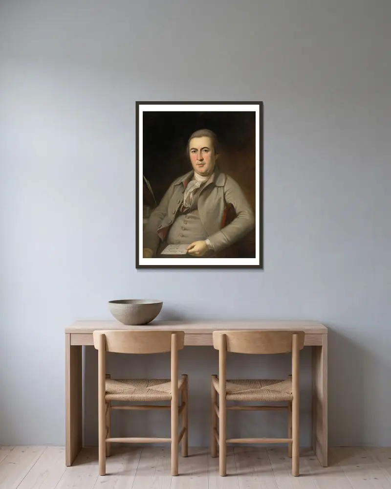 Benjamin Harrison, Sr. av Charles Willson Peale inramad på en vägg