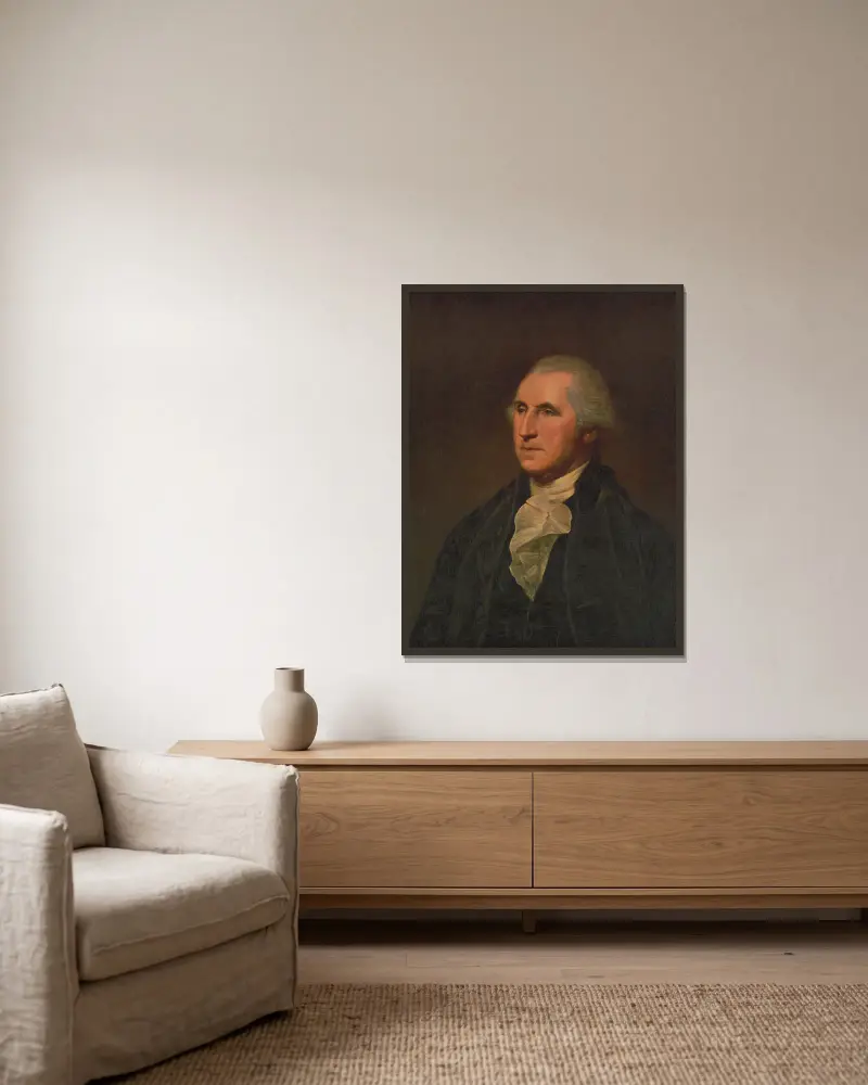 George Washington av Charles Willson Peale inramad på en vägg