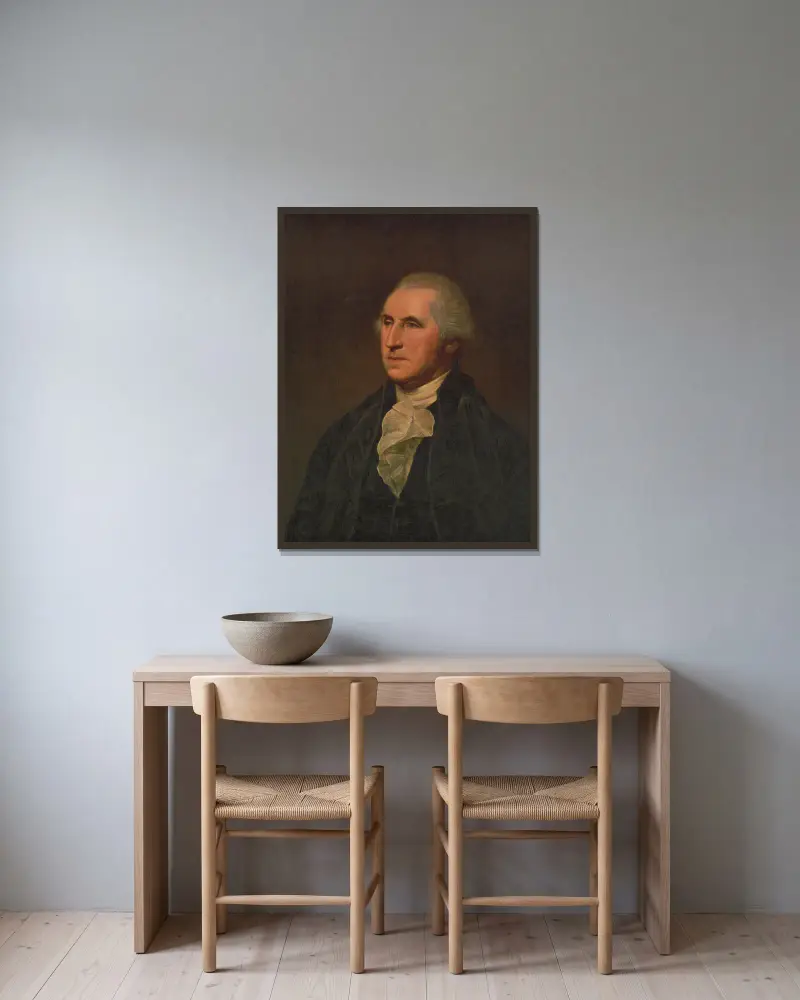 George Washington av Charles Willson Peale inramad på en vägg