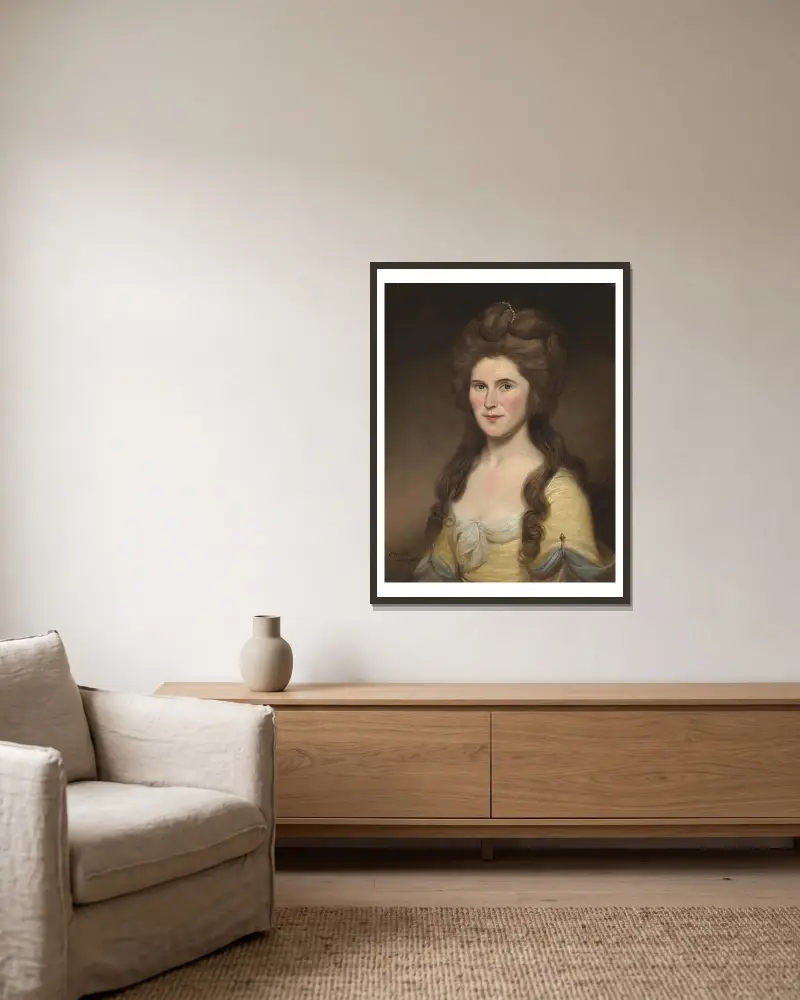 Rebecca Bryan White (Mrs. John White) von Charles Willson Peale gerahmt an einer Wand