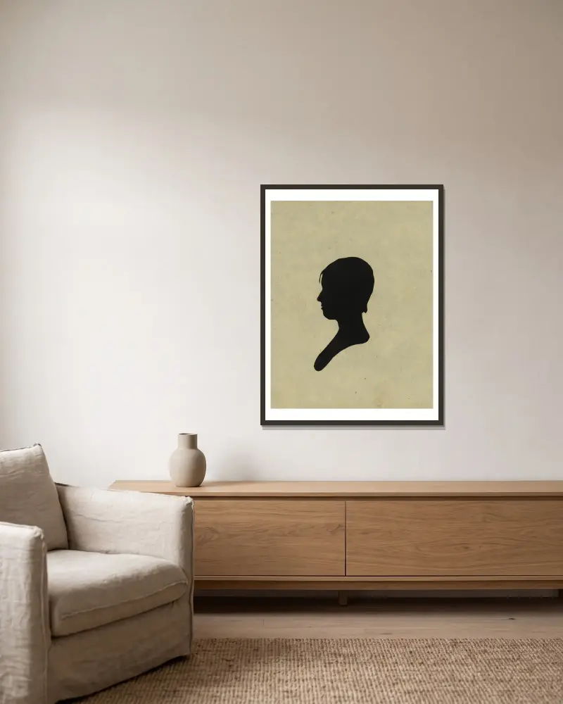 Silhouette of girl facing left, no. 2 av Charles Willson Peale inramad på en vägg