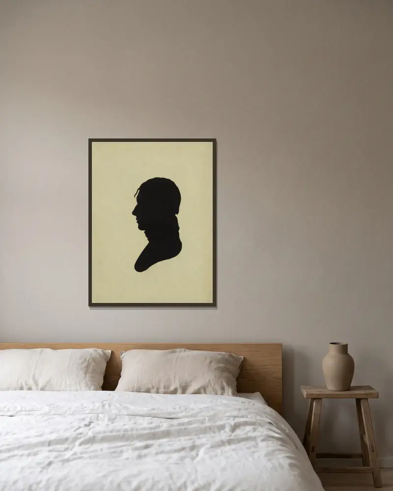 Silhuett av man vänd åt vänster, nr 4 av Charles Willson Peale inramad på en vägg