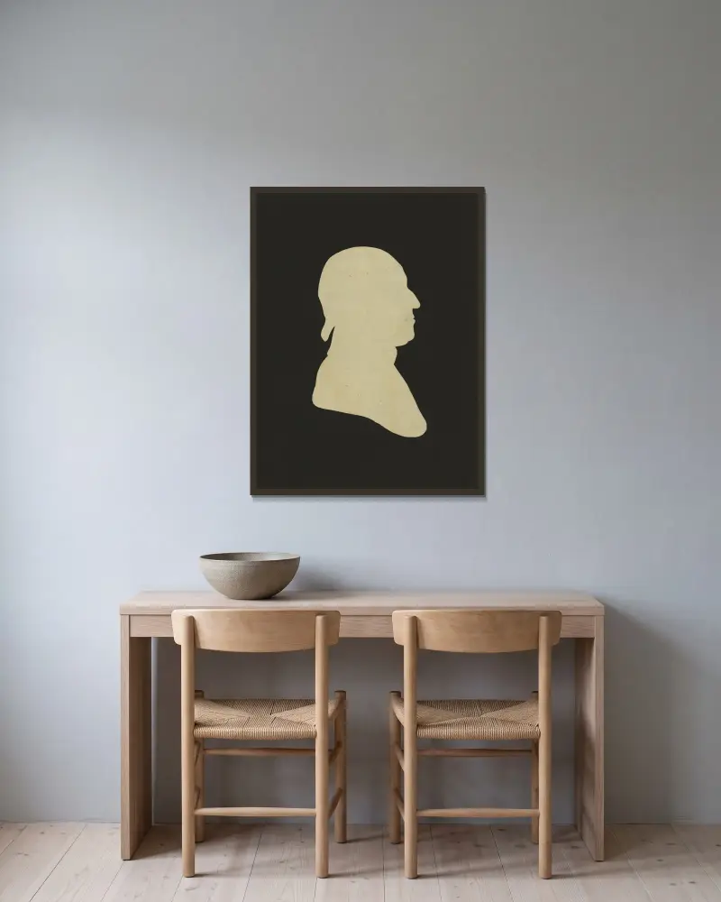 Silhuett av man mot höger, nr 1 av Charles Willson Peale inramad på en vägg