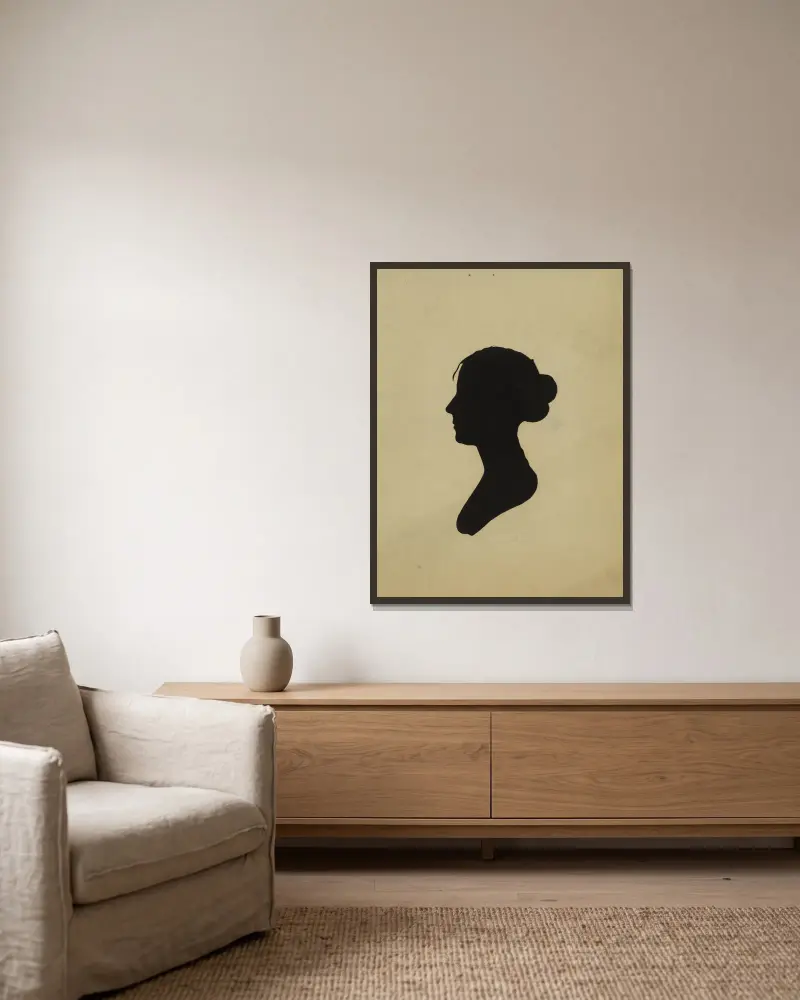 Silhouette of woman facing left, no. 5 av Charles Willson Peale inramad på en vägg