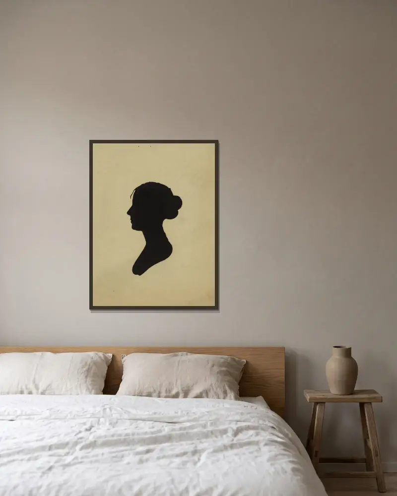 Silhouette of woman facing left, no. 5 av Charles Willson Peale inramad på en vägg