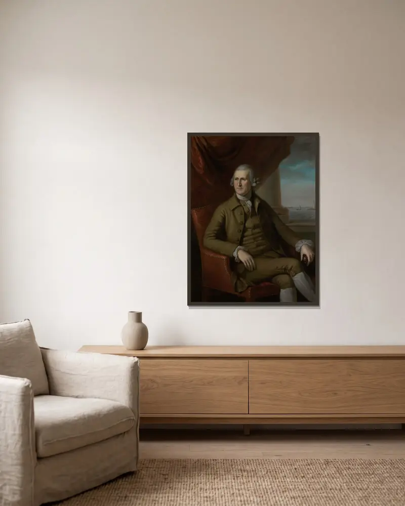 Thomas Willing av Charles Willson Peale inramad på en vägg