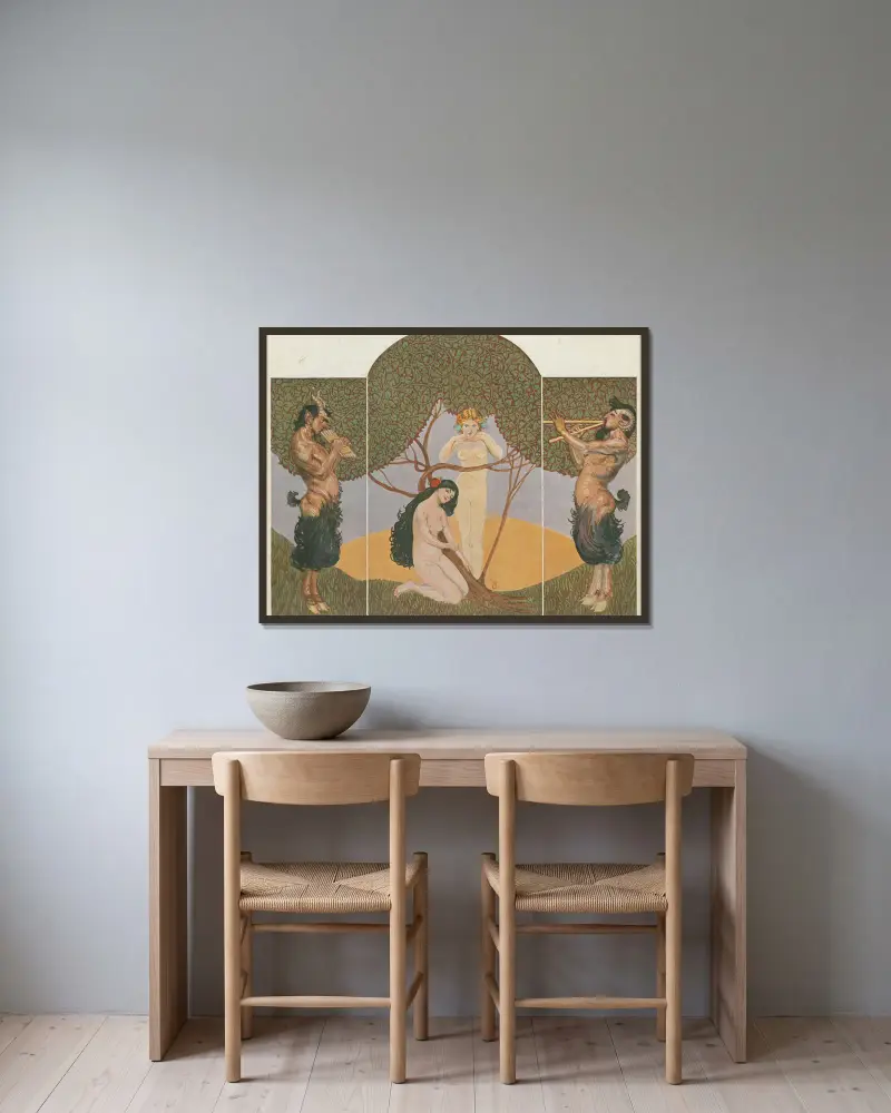 Fauner och nymfer av Willy Pogany inramad på en vägg