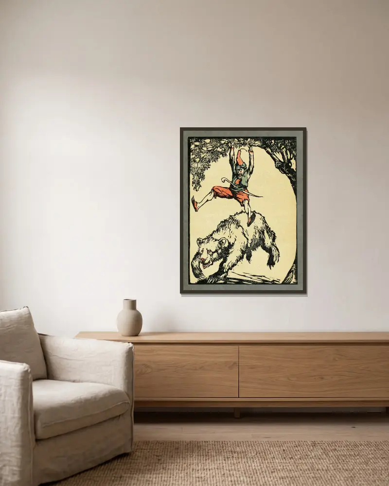 Vierundvierzig türkische Märchen, Tafel 11 von Willy Pogany gerahmt an einer Wand