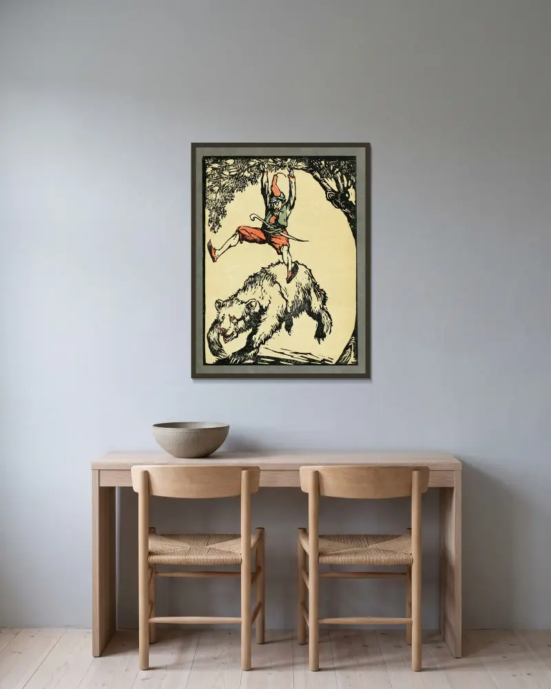 Vierundvierzig türkische Märchen, Tafel 11 von Willy Pogany gerahmt an einer Wand