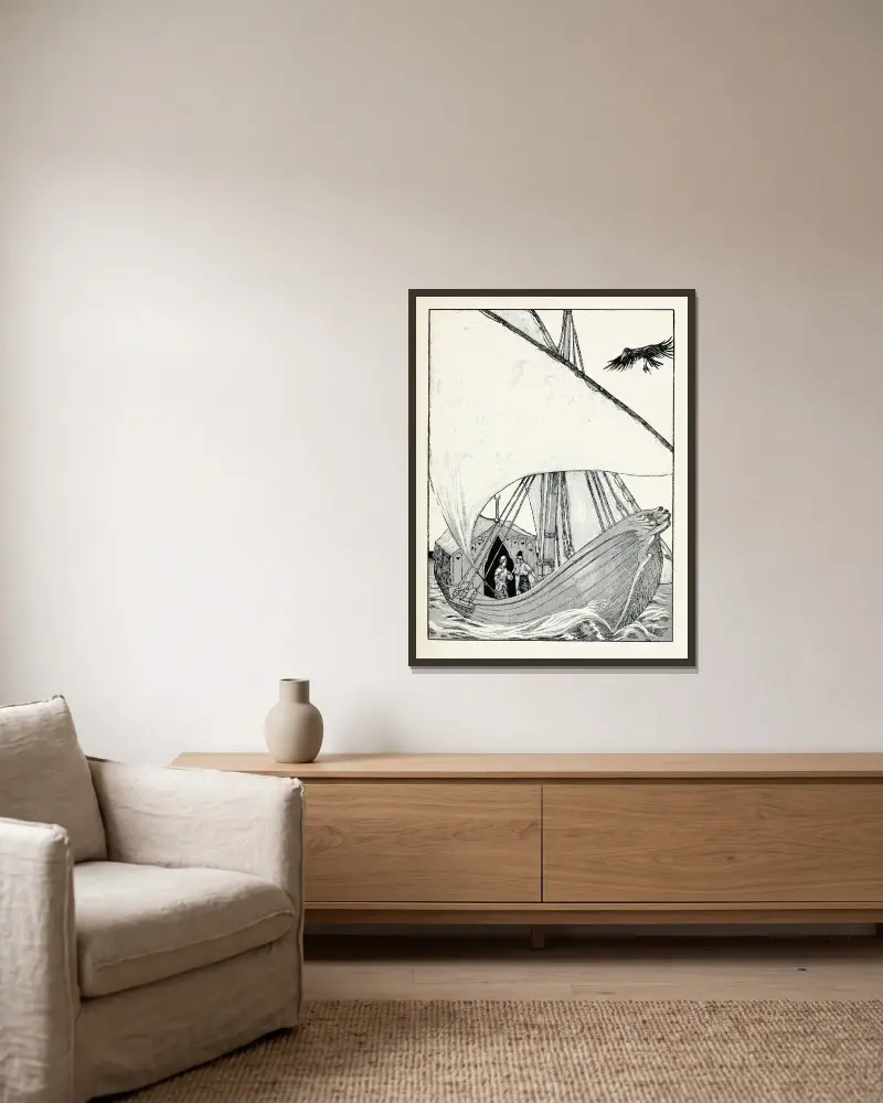 Vierundvierzig türkische Märchen, Tafel 21 von Willy Pogany gerahmt an einer Wand