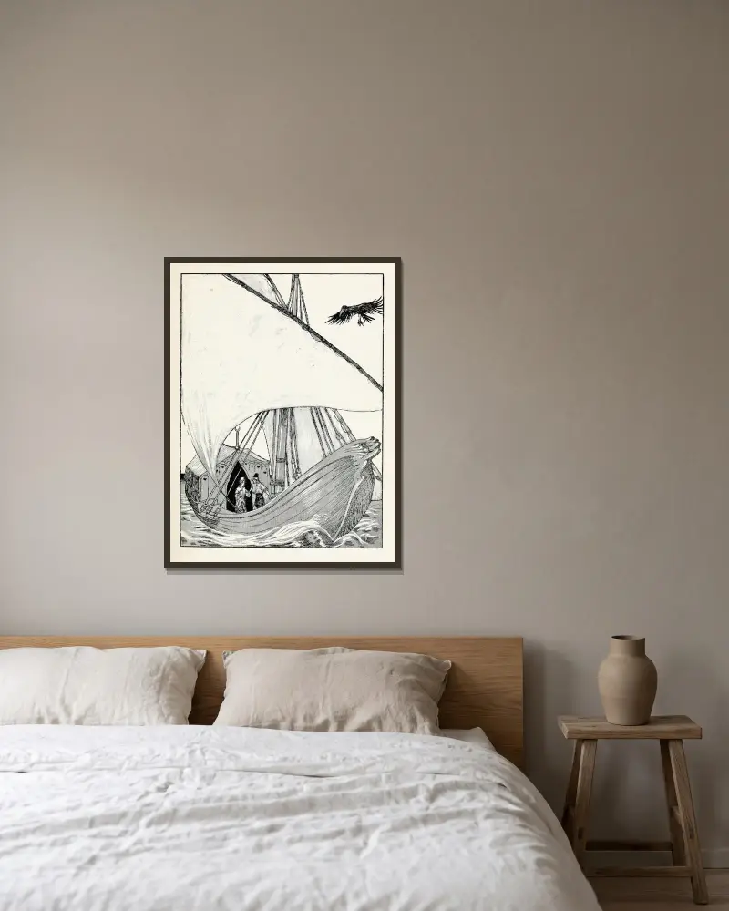 Vierundvierzig türkische Märchen, Tafel 21 von Willy Pogany gerahmt an einer Wand