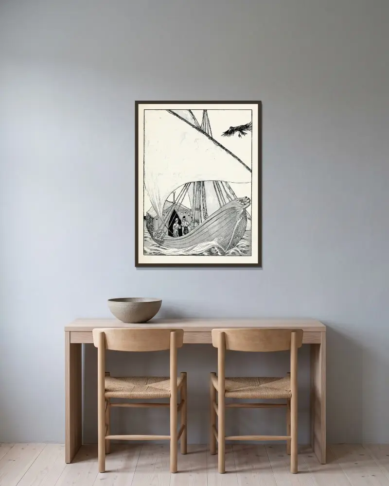 Vierundvierzig türkische Märchen, Tafel 21 von Willy Pogany gerahmt an einer Wand