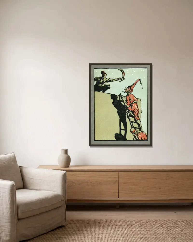Vierundvierzig türkische Märchen, Tafel 33 von Willy Pogany gerahmt an einer Wand
