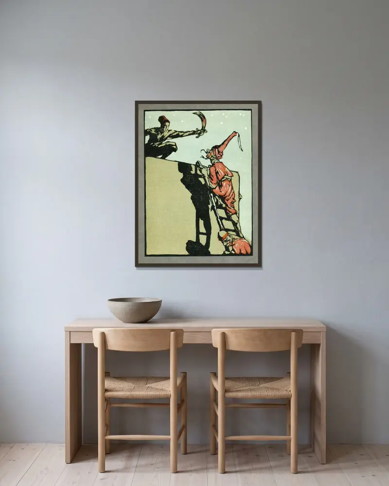Vierundvierzig türkische Märchen, Tafel 33 von Willy Pogany gerahmt an einer Wand