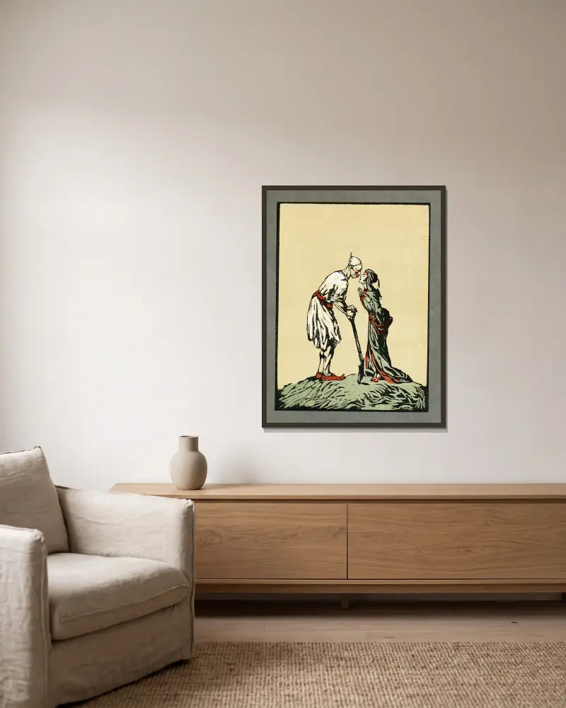 44 türkische Märchen, Tafel 38 von Willy Pogany gerahmt an einer Wand