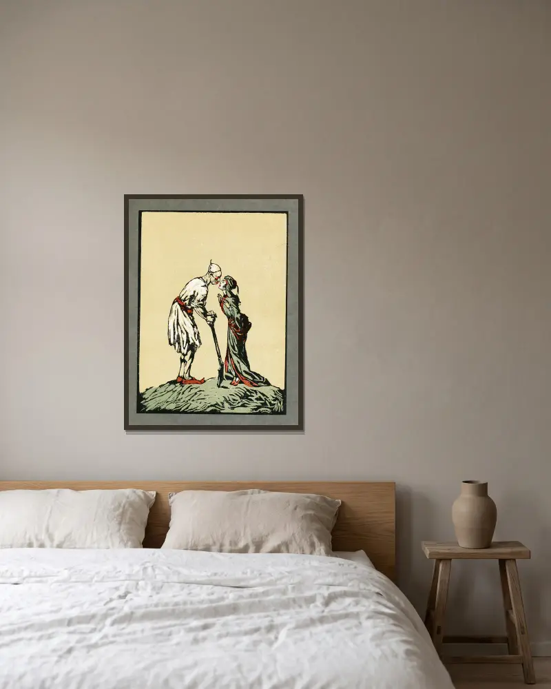 44 türkische Märchen, Tafel 38 von Willy Pogany gerahmt an einer Wand