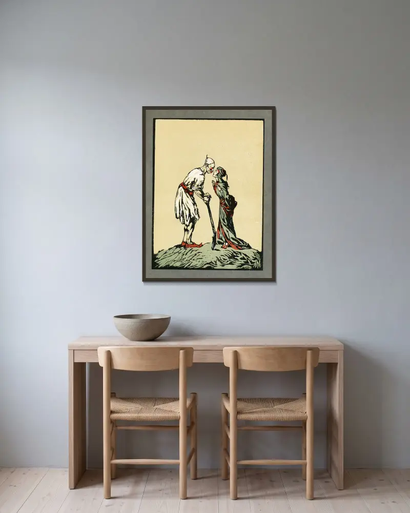 44 türkische Märchen, Tafel 38 von Willy Pogany gerahmt an einer Wand