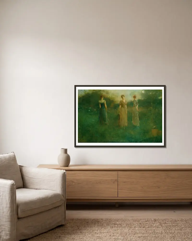 W ogrodzie, Thomas Wilmer Dewing w ramie na ścianie