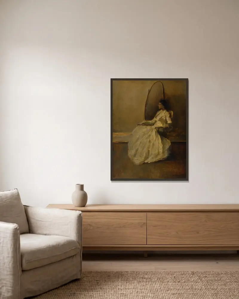 Lady in White (No. 1), 1910 – nr 2 av Thomas Wilmer Dewing inramad på en vägg