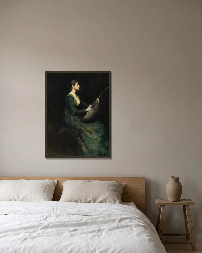 Dama z lutnią, Thomas Wilmer Dewing w ramie na ścianie