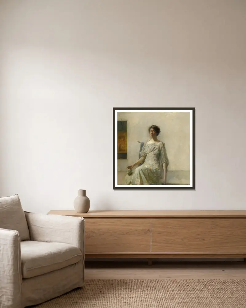 Dama z maską, Thomas Wilmer Dewing w ramie na ścianie