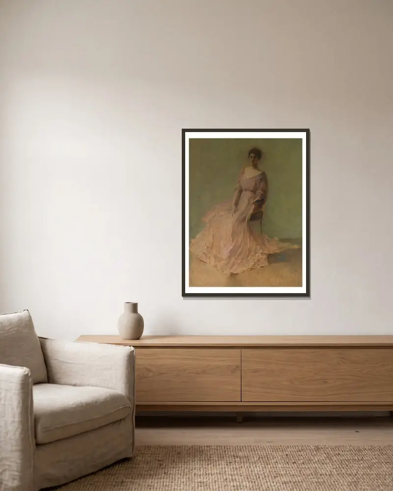 Lilac Dress av Thomas Wilmer Dewing inramad på en vägg