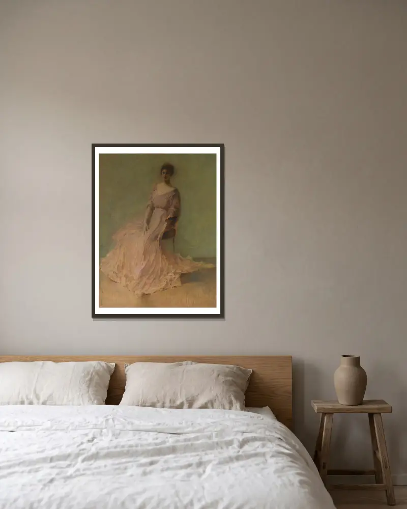 Lilac Dress av Thomas Wilmer Dewing inramad på en vägg