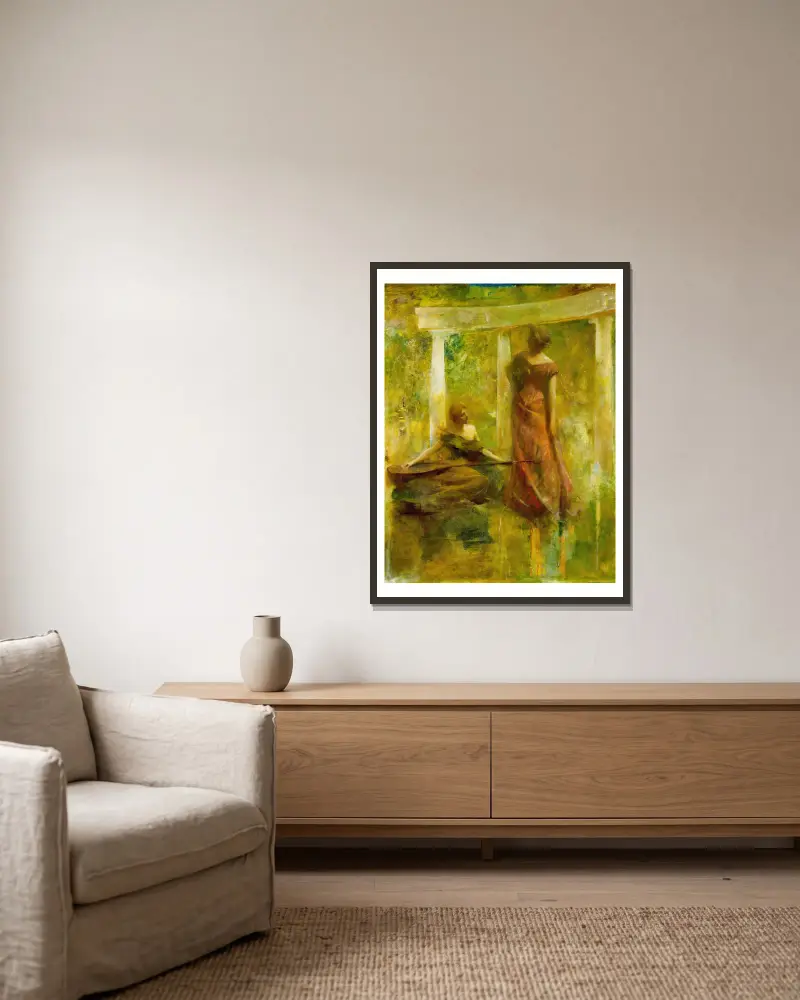 Musik von Thomas Wilmer Dewing gerahmt an einer Wand