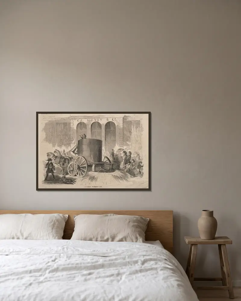 En vattenkärra i Boston av Winslow Homer inramad på en vägg