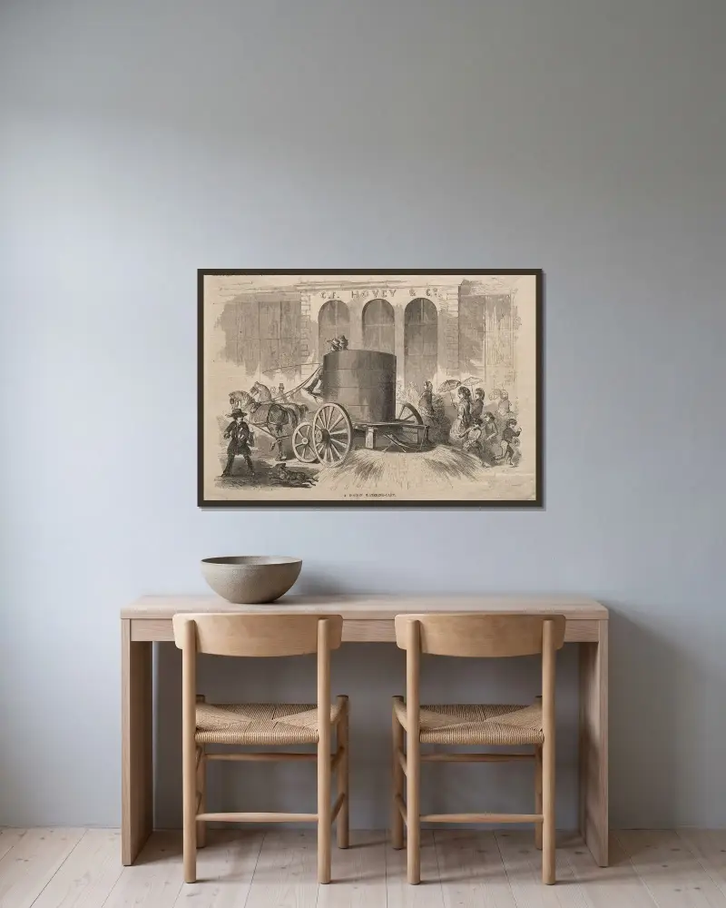 En vattenkärra i Boston av Winslow Homer inramad på en vägg