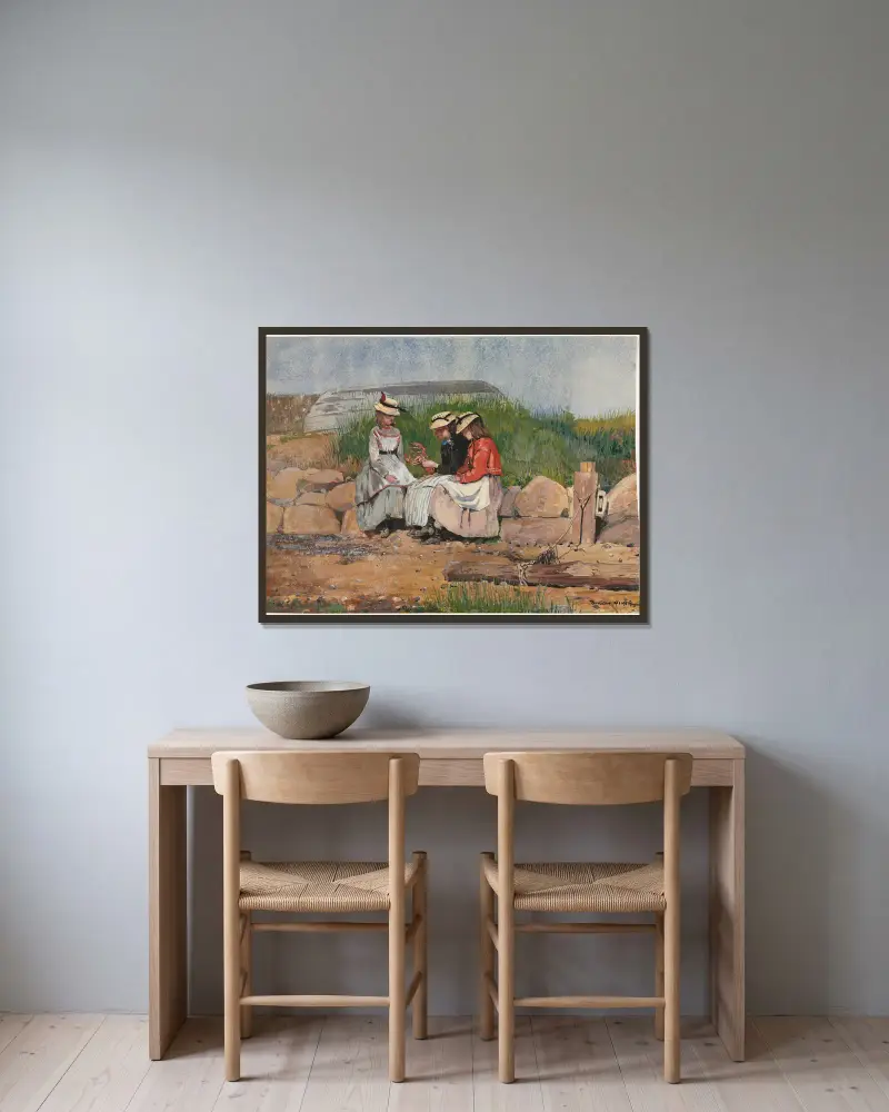 En fiskares dotter av Winslow Homer inramad på en vägg