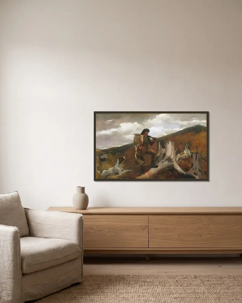 Myśliwy i psy, Winslow Homer w ramie na ścianie