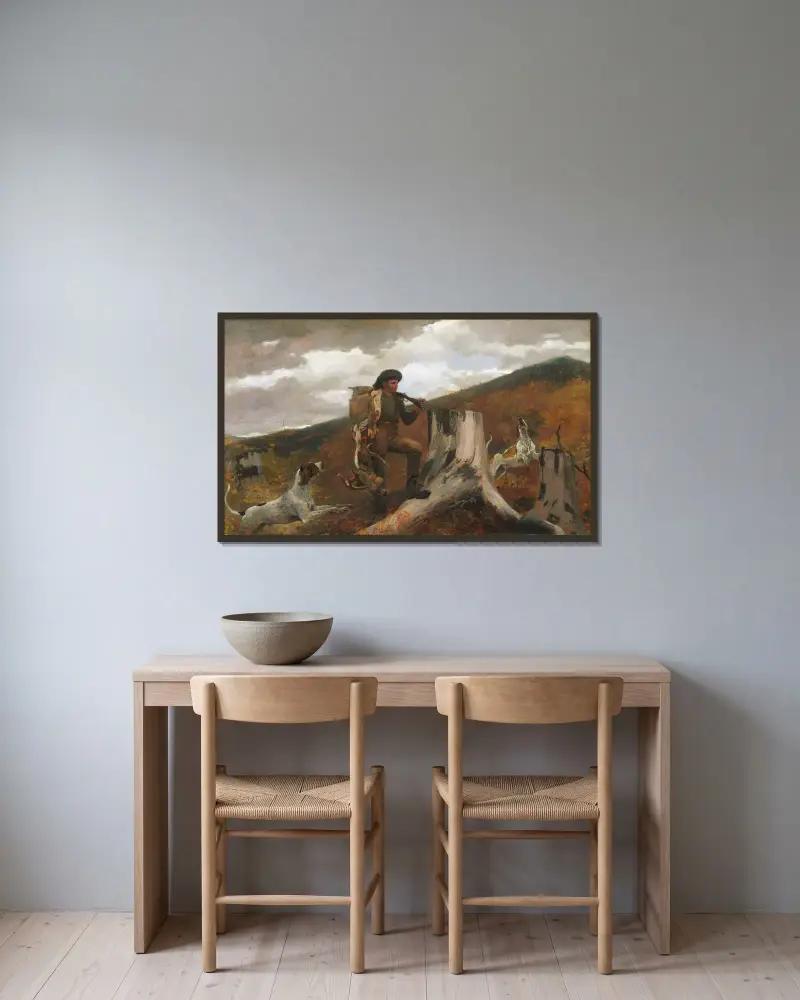Myśliwy i psy, Winslow Homer w ramie na ścianie