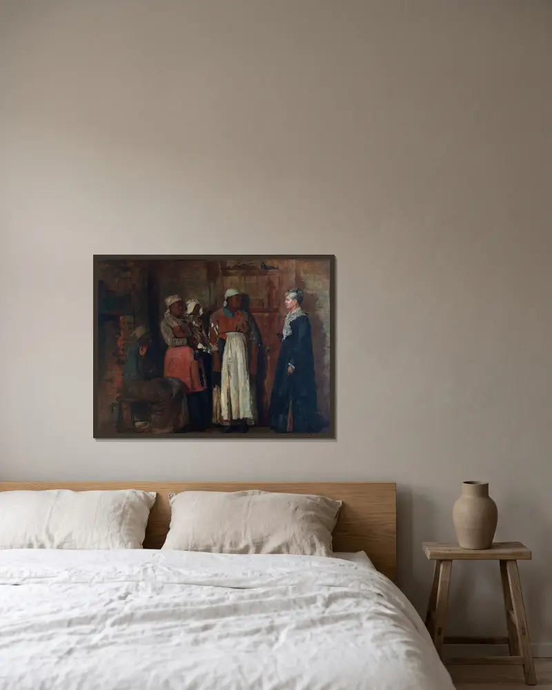 Den gamla härskarinnan på besök av Winslow Homer inramad på en vägg
