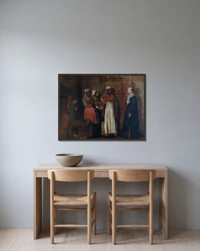 Den gamla härskarinnan på besök av Winslow Homer inramad på en vägg