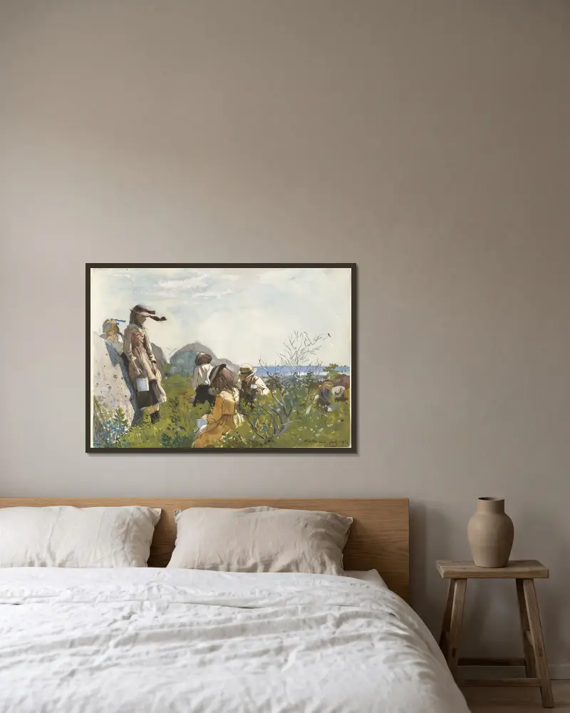 Berry Pickers av Winslow Homer inramad på en vägg