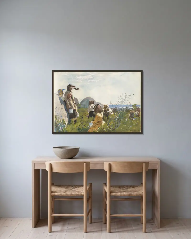 Berry Pickers av Winslow Homer inramad på en vägg
