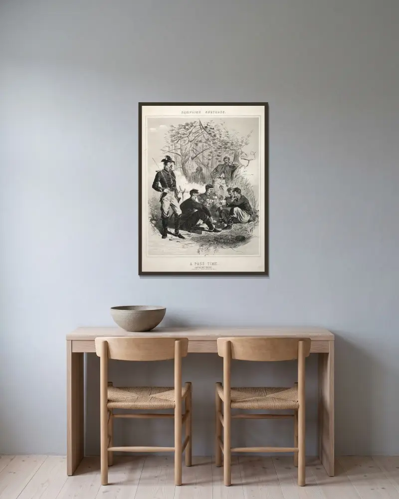 Fälttågsskisser; en förströelse av Winslow Homer inramad på en vägg