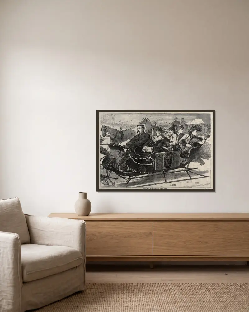 Weihnachtsglocken von Winslow Homer gerahmt an einer Wand
