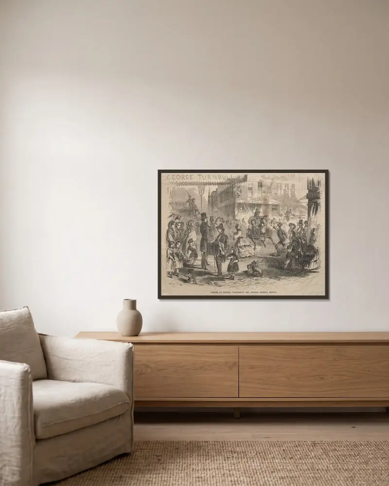 Ecke Winter, Washington und Summer Streets, Boston von Winslow Homer gerahmt an einer Wand