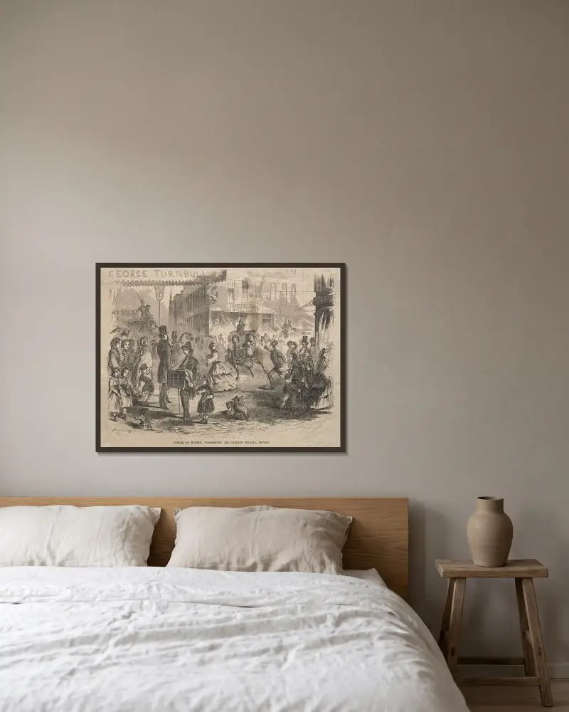 Ecke Winter, Washington und Summer Streets, Boston von Winslow Homer gerahmt an einer Wand