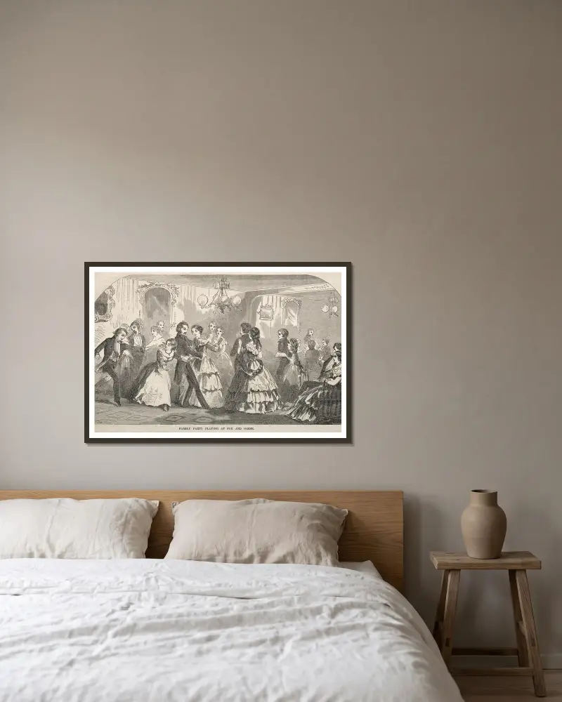 Familjefest med räv- och gåslek av Winslow Homer inramad på en vägg