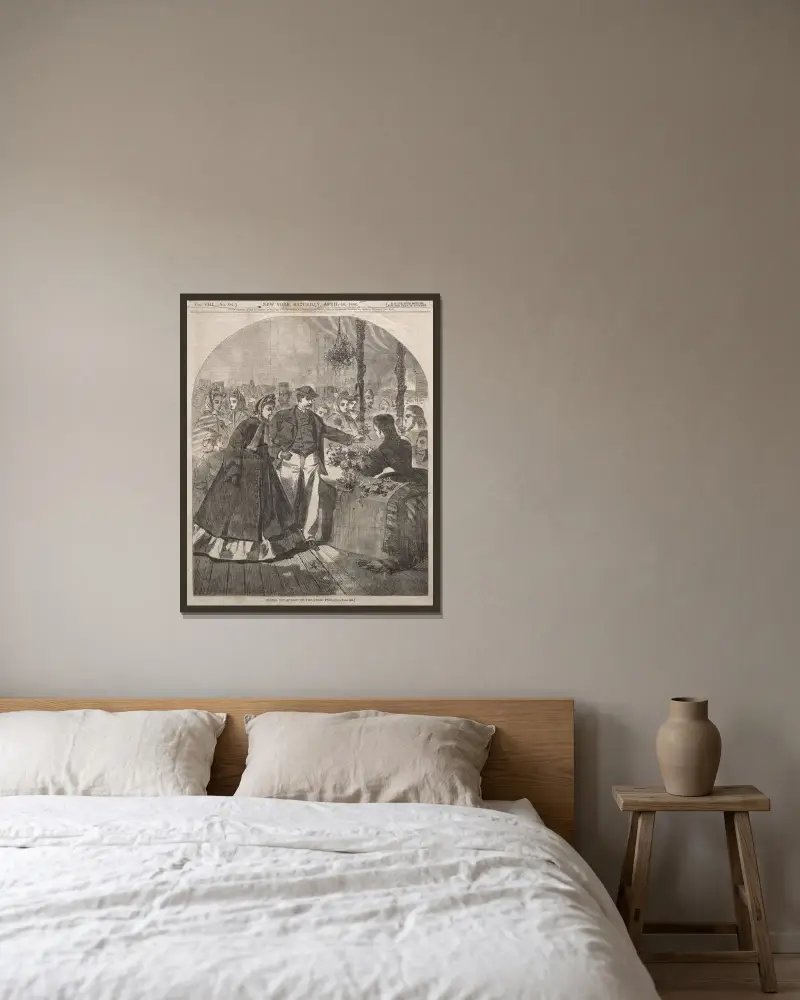 Blomsteravdelningen på den stora mässan av Winslow Homer inramad på en vägg