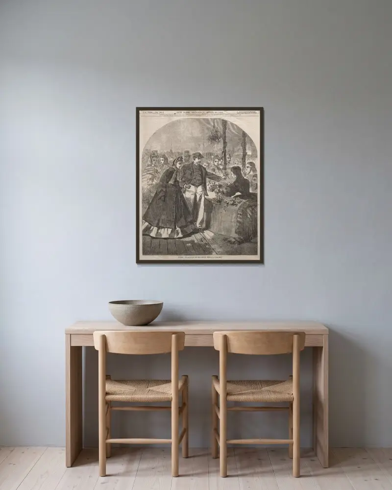 Blomsteravdelningen på den stora mässan av Winslow Homer inramad på en vägg