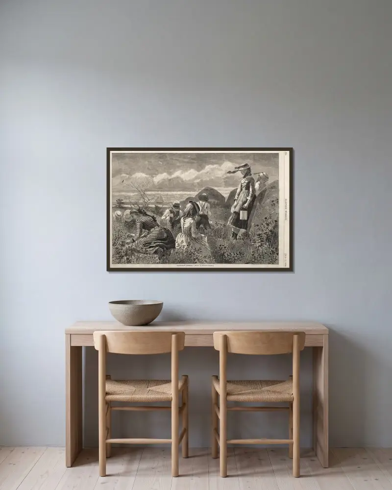 Beeren sammeln von Winslow Homer gerahmt an einer Wand