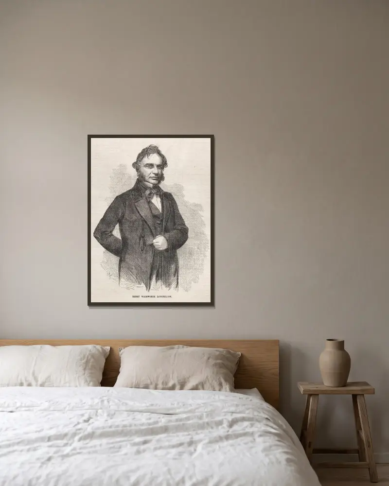 Henry Wadsworth Longfellow av Winslow Homer inramad på en vägg